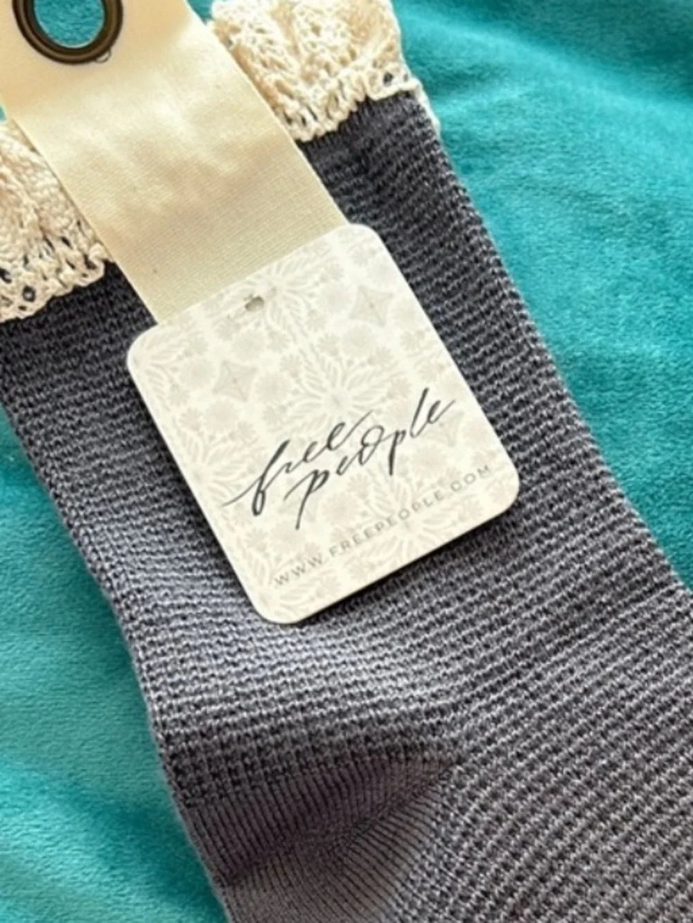 Free People Gray Lace-Trim Crew Socks - Women NEW